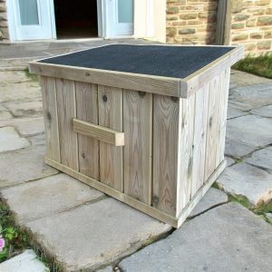 Doorstep Welly Box. Large Fully Assembled Wooden Outdoor Treated Garden Storage Box. Waterproof doorstep store for welly wellies boots shoes