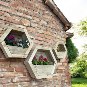 Hanging Wooden Hexagon Wall Planter
