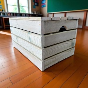 Large Slatted Wooden Storage Crate